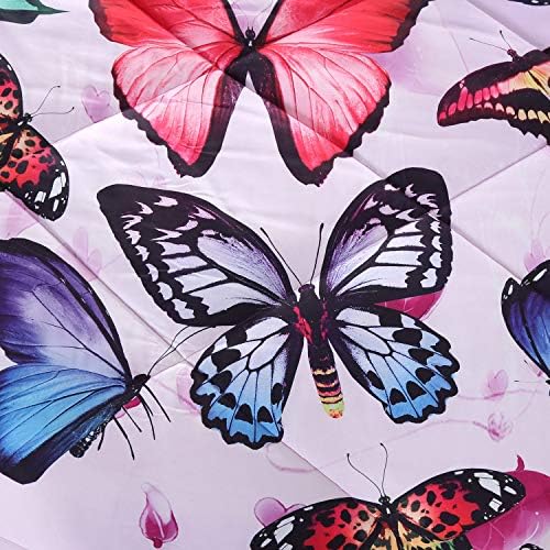 Wowelife Butterfly Posteljina Potpuna, nadograđena 3D leptir Komfornik set ljubičaste ružičaste,
