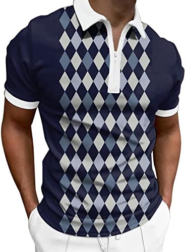 HDDK Ljetne polo majice za mens, 2022 Novi muški patentni zatvarač Golf vrhovi kratkih rukava plairana pruga