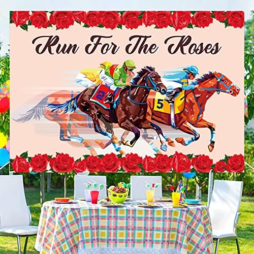 Kentucky Derby On Roses Banner Banner Dekoracije - Derby Day Banner za konja Racing Kentucky Fotografija