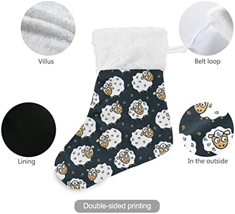 Jhkku Slatka ovčja mini božićna čarapa, 4 pakovanje 7,8 inča Male Xmas čarape sa plišanim bijelim