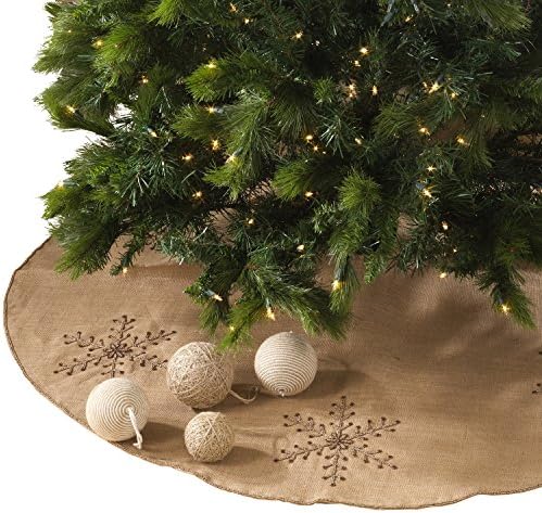 Fennco Styles Jewelizirane snežne pahulje Burlap Design Holiday Dekor Prirodna božićna suknja