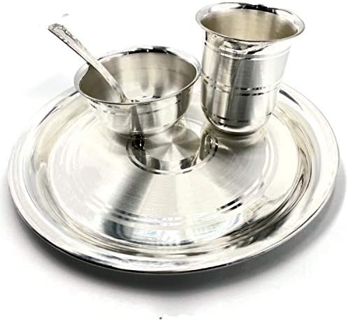 Balaji 999 čisto srebro 7,0 inča Thali / plate KIDS Set-Set01