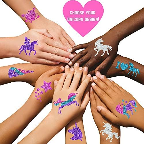 GirlZone Unicorn Glitter Tattoo Studio, jednostavan za upotrebu i kože i sigurne djece Privremene iskrične