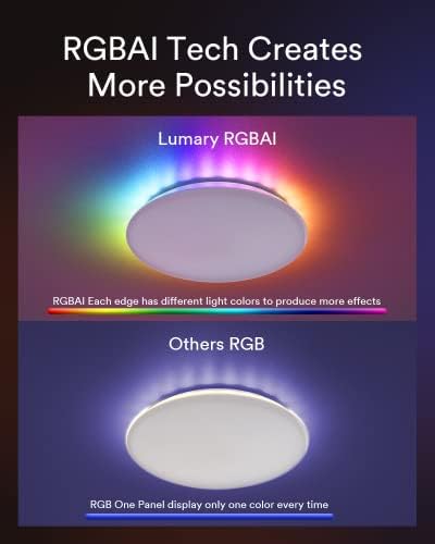 Lumary Smart LED stropno svjetlo Flush Mount 12inch 24W, Rgbai plafonsko svjetlo koje mijenja boju