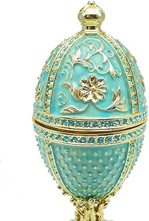 Keren Kopal Green Tirquoise Faberge Egg sa ukrašavanjem kutija za trinket