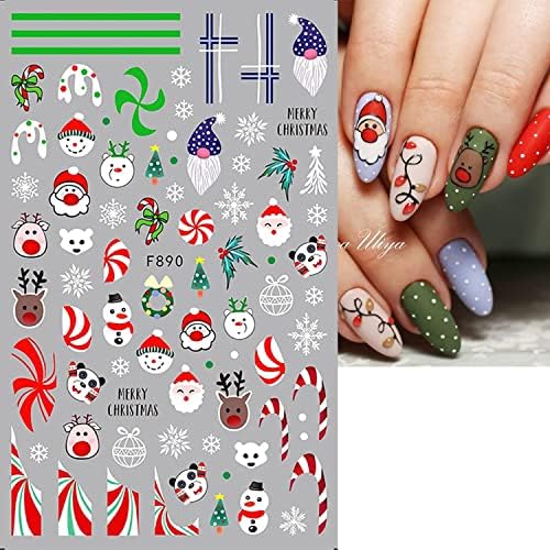 Božić naljepnice za nokte-10 listova Elks naljepnice za umjetnost noktiju praznični ukrasi za nokte DIY pahuljica
