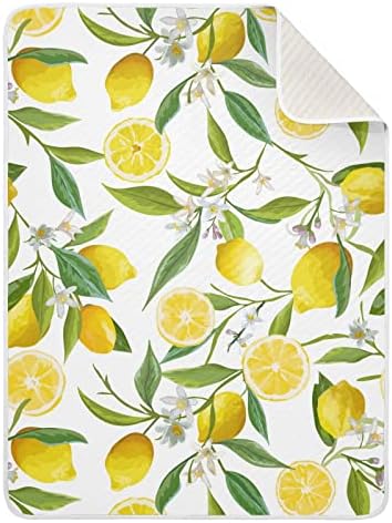 Swaddle pokrivač limuno cvijeće Pamučna pokrivačica za dojenčad, primanje pokrivača, lagana mekana
