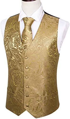 Barry.Wang Formalni muškarci Vest Paisley Jacquard Silk Tie Suit AithCoat Set Wedding 5pcs