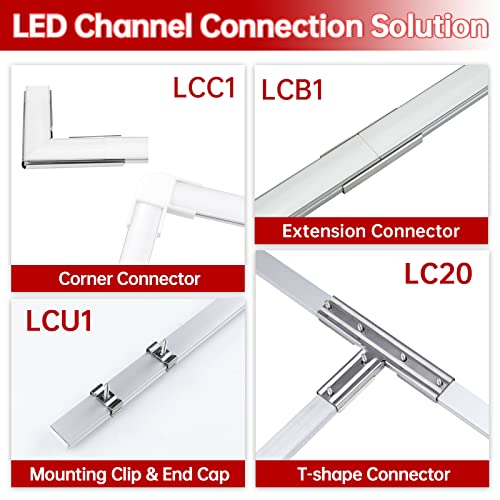 Muzata 4 para L-oblik adapter i L-oblik konektori 4pack za U1sw u-oblik crni u-oblik LED aluminija Channel System