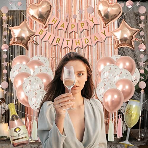 Rođendan za rođendan Rođendana, balloni za sretan rođendan, baloni za foliju šampanjca, resice, obrubljene zavjese,