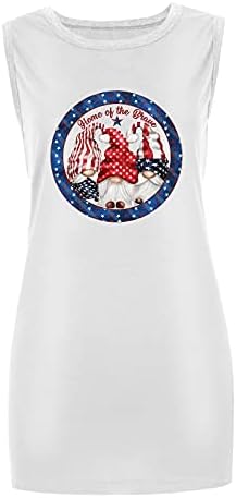 4th of July Shirts Tank Tops for Women Sleeless O Neck T Shirts American Flag Stars Stripes