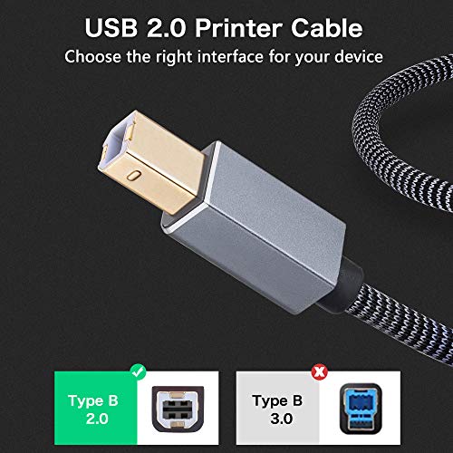 Nanxudyj printer kabl 20ft, USB pisač kabel pletenica USB 2.0 Tip muški do b muški kabel kabela