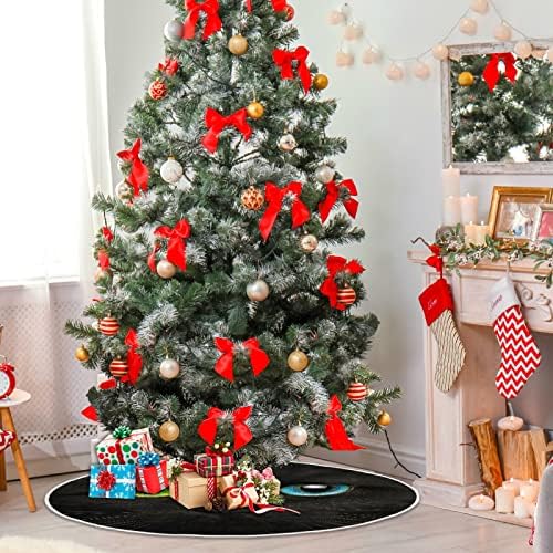 Oarencol Slatka crna mačka Plava žuta oči Božićno drvsko suknje 36 inčni Xmas Holiday Party Tree