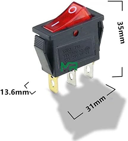 Befia KCD3 Rocker prekidač na mreži 2 pozicija 3 pin Električna oprema sa svjetlosnim prekidačem