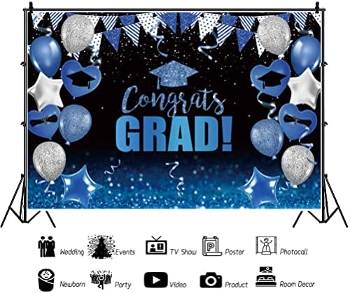 Oerju 20x10ft plava pozadina za diplomiranje Čestitamo Čestitam Grad klasa 2023 pozadina Bachelor kapa