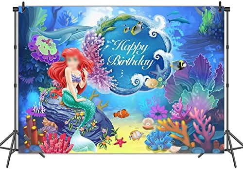 Princeza za rođendan pozadina djevojka pod morem crtani film Podvodna Plava fotografija 8x6FT240x180CM