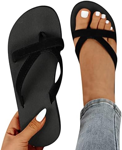 Peqiut sandale za žene, ležerne ljetne ženske ravne rementone sandale Flip Flop Jewellizirane sandale