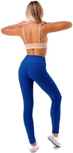 Petalroz ženski visoki struk teksturirane vježbanje vuče na yoga hlače trčeći tajice sa bočnim džepovima