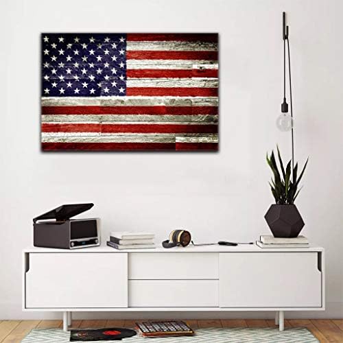 Vintage američka zastava Wall Art Stars Stripes na drvenoj pozadini Wall Art Canvas Print US USA tematske