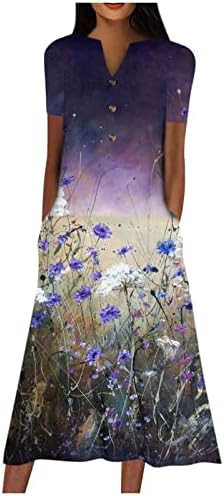 FIRERO Ljetne haljine za žene 2023 retro cvjetni print plus veličina kauzal V CAT DREAGE DECO haljina