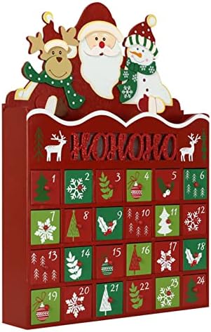 Božić Advent Calendar 2022 drveni Božićni ukrasi za kućni sto Kancelarijska prodavnica Ulazna vrata 24 ladice