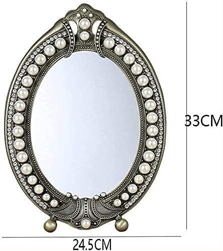 ATAAY Kozmetičko ogledalo ogledalo za šminkanje, metalno stolno jednostrano ogledalo u evropskom stilu