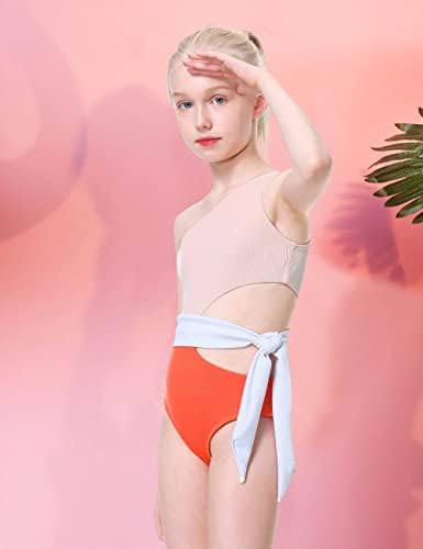 ADIFUN djevojka Jednodijelni kupaći kostim, kupaći kostim djevojke 7-14T sa blokom u boji vezice