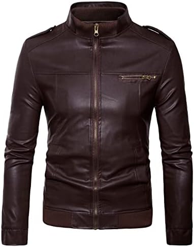 Muška zaštitna ovratnica Faux kožna jakna casual vintage PU kožne jakne lagani zip up motociklistički