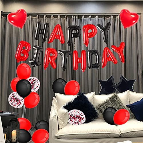 Minhero 32. rođendanski ukrasi crveni crni sretan rođendan Baner crveni broj 32 balone Sretan rođendan
