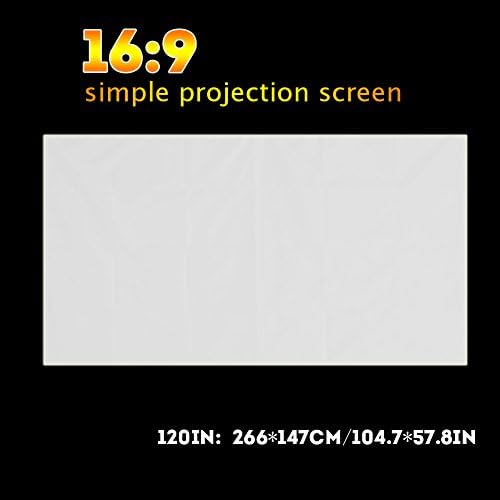 120 Zaslon projektora, 1pc Prijenosni bijeli bolni zavjesa 16: 9 HD sklopivi protiv nabora na