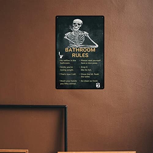 Funny loball kupaonica pravila metalni kosični zid zidni dekor - vintage kupatilo citat za toalet za toaletnu