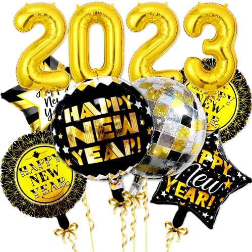 16 kom. Nove godine set balona uključuje zlato 2023 balone sretne novogodišnje balone Disco