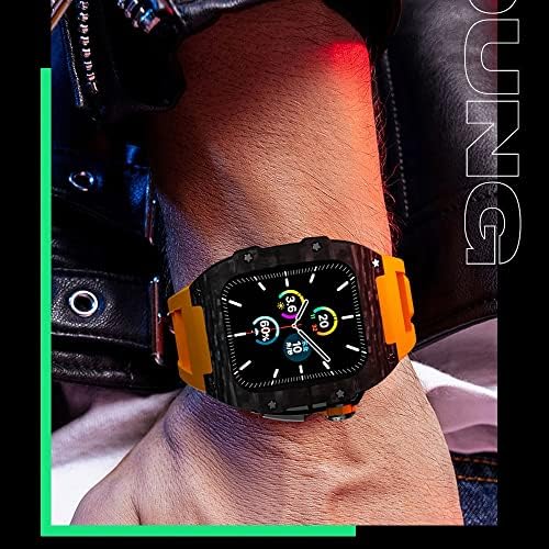 Kappde luksuzni karbonski stroj za karbon za Apple Watch 8 7 45mm 6 5 4 SE 44 mm Gumeni band DIY komplet
