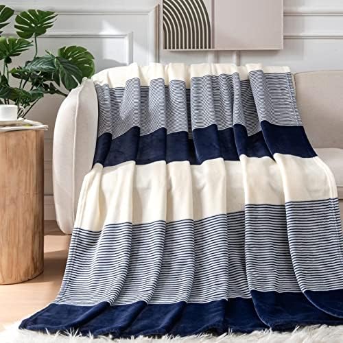HomeLike monte Fleece bacajte pokrivač za kauč mornarsko plava 50x60, mekani ugodne plave plave ploče od flanela