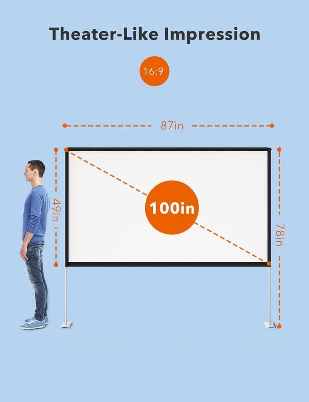 HYZ 100-inčni sigurnosni projekcijski ekran, prenosivi prednji i zadnji projekcijski ekran, 4k