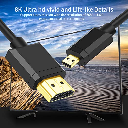 Micro HDMI do HDMI 2.1 8K kabl 2ft, ultra brzina 8k @ 60Hz 4K @ 120Hz 48Gbps HDMI kabel kompatibilan