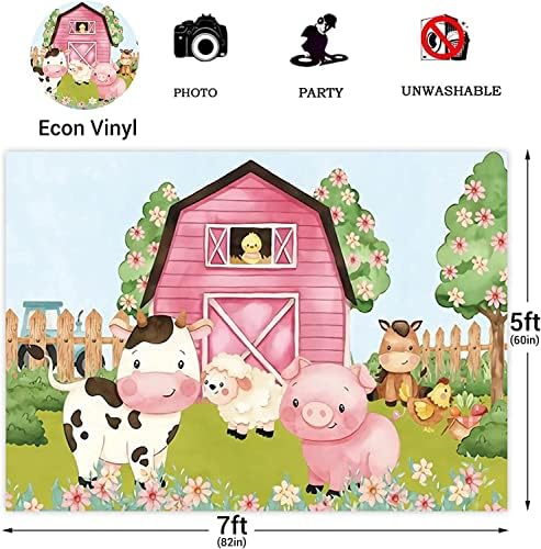 9x6ft Cartoon Farm Animals Party Backdrop Pink Barn Girl Baby Shower rođendan fotografija pozadina Poljoprivredno