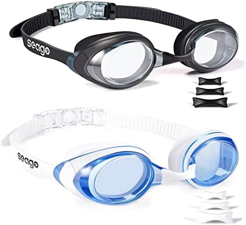 Seago naočare za plivanje 2 pakovanja Anti-magle Anti-UV silikonske naočare za plivanje odrasle žene muškarci