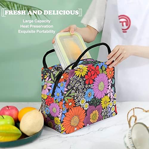 Šareni Daisy Flowers izolovana torba za ručak za žene i muškarce višekratna kutija za ručak modna
