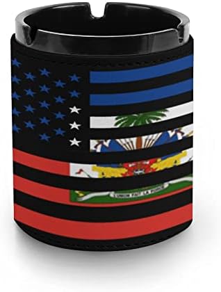 Haiti američka zastava Premium kožne pepeljare Okrugle cigarete Desktop pušenje pepela za automobil