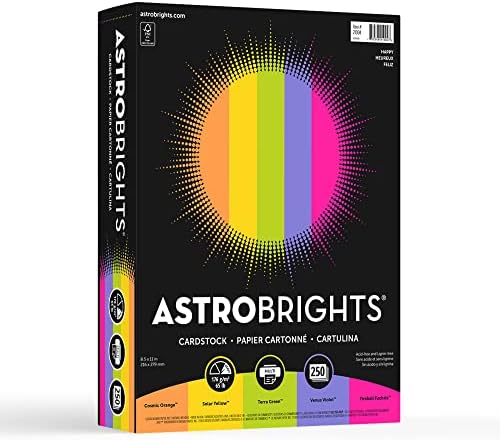 Astrobrights Coloper Cardstock, 8,5 x 11, 65 lb, 250 listova i bijeli indeksni karton, 300 listova,