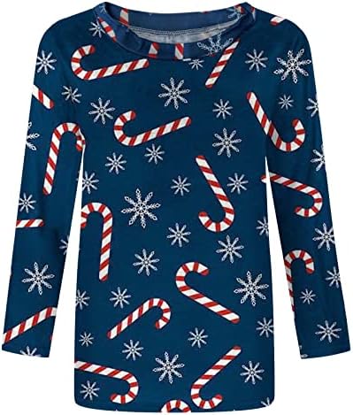 Božićne majice za žene pamuk Funny novost štampani vrhovi 3/4 rukav klasična Ombre bluza Crewneck Fall