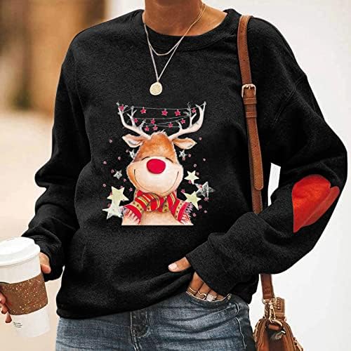 Hoodies za žene Jesen Ležerne prilike, Modni modni pulover Sretan Božićni print s kapuljačom s dugim rukavima