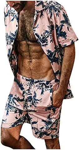 GXLong Muška ležerna havajska gumba Down set majice plaže Yoga kratkih rukava kratke majice i elastične strugove