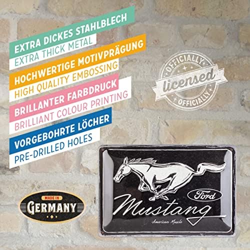 Nostalgic-Art Retro Tin Sign, Ford Mustang konj Logo-ideja za poklon za ventilatore auto opreme, metalna ploča, Vintage dizajn za dekoraciju, 7.9x 11.8