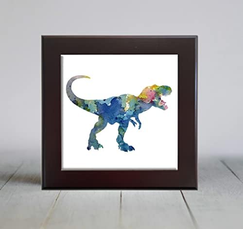 Tyrannosaurus Rex Plava Apstraktna Akvarelna Umjetnost Dekorativna Pločica