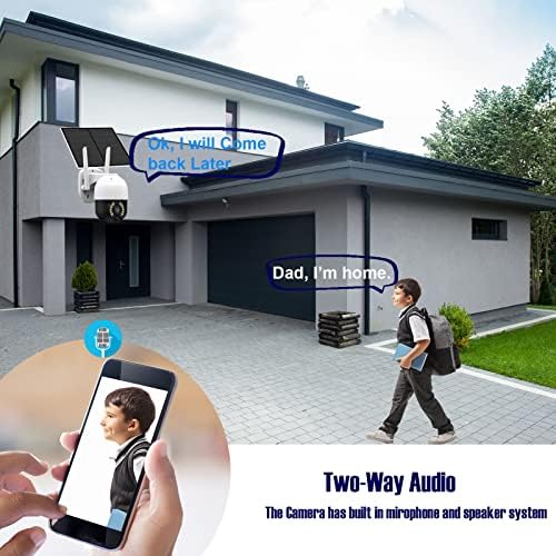 Solarna sigurnosna kamera bežična vanjska, 3MP WiFi kamera za baterije za kućnu sigurnost, 360 ° PTZ nadzorne