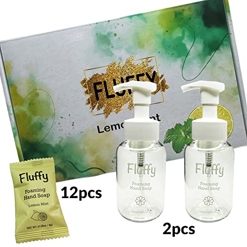 Fluffy Foaming komplet za ruke uključuje 12 tableta za punjenje i 2 dozatora. Čini 12 flaša sapuna