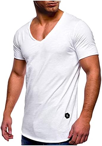 Wenkomg1 ljetne Henley majice sa V izrezom za muškarce Plus veličine jednobojne majice pamučne kratke