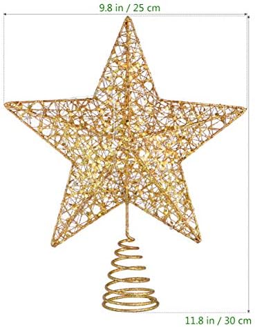 Toyvian 1pc Star Božićno stablo Topper Golden Xmas Tree blistalo je krovnim svjetlima božićni ukrasi za ukrašavanje božićne zabave